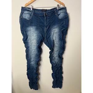 Ashley Stewart Dark Wash Ruched Stretch Denim Jeggings/Pants - Size 20